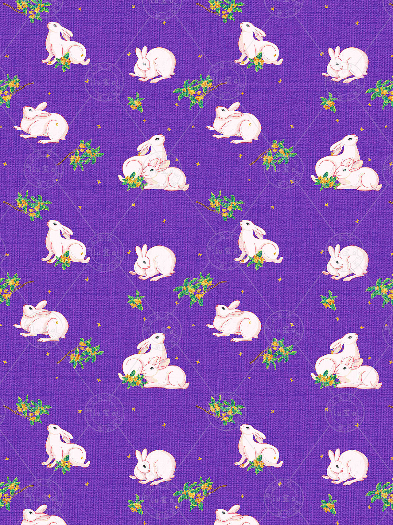 兔子印花图案设计 家纺图案壁纸 传统图案刺绣图案