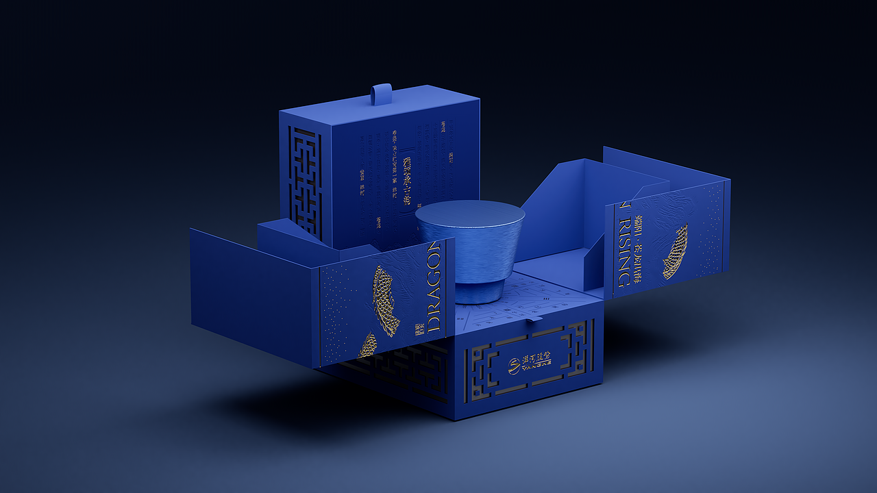 洋河 蓝色经典 x 精挑细选 [苍龙出海]礼品包装设计（图ZMzY5MTg0NDg4） - 包装 - 站酷设计师薛五福geigei原创素材 - 站酷ZCOOL