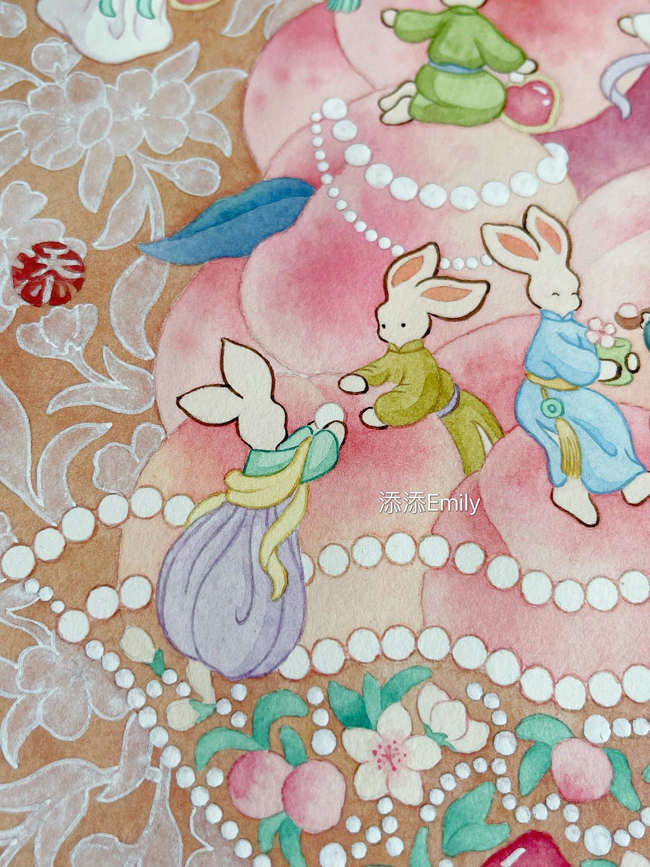 仙桃宴（兔崽崽系列）（图ZMzUzMDc2MDE2） - 商业插画 - 站酷设计师添添Emily原创素材 - 站酷ZCOOL