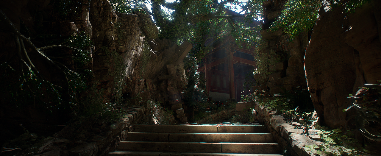 UE5古风场景《林隐古寺》