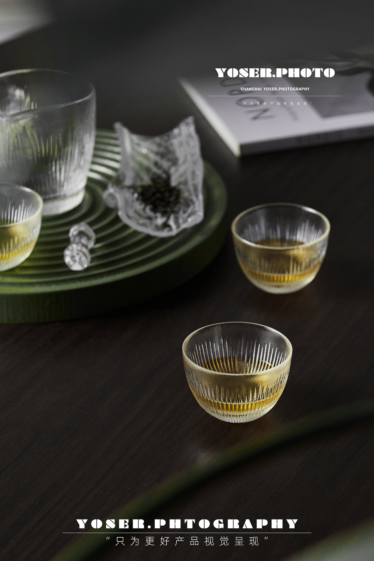 琉璃杯茶具拍摄