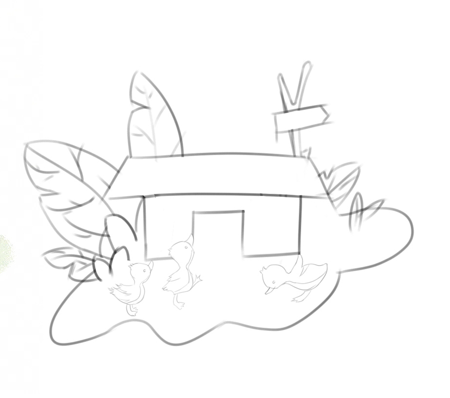 森林小屋-线稿(第二天打卡)