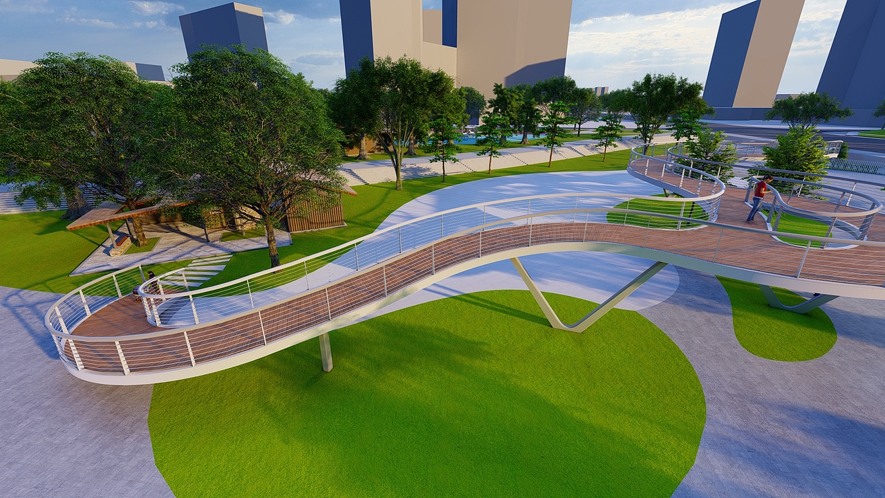 #2022青春答卷#“簌鸣”金鸡岭桥头休闲广场景观设计