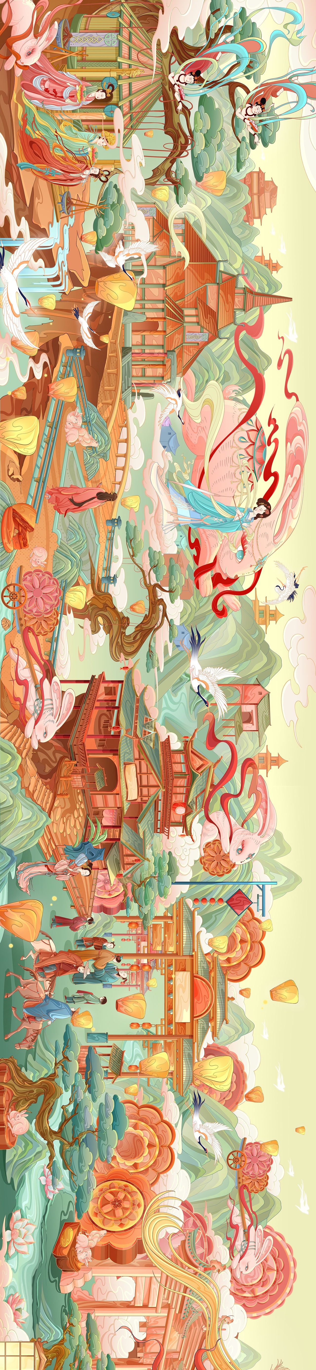 中秋节插画 | 长卷《中秋月下图》上卷