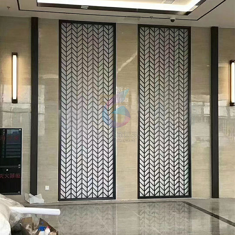 酒店大堂不锈钢屏风隔断格栅背景墙特攻金属厂家定制