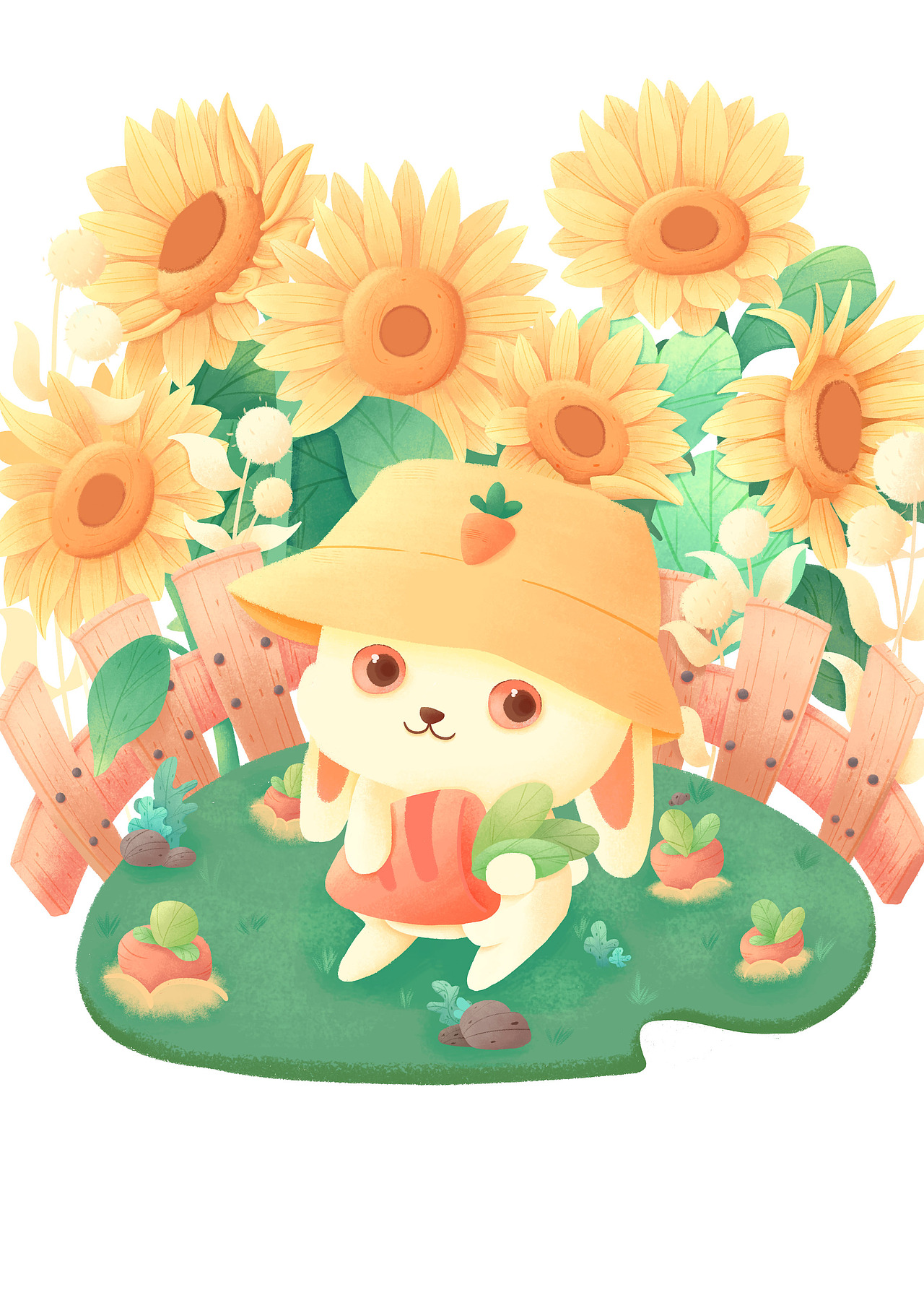 轻质感插画——兔兔向日葵