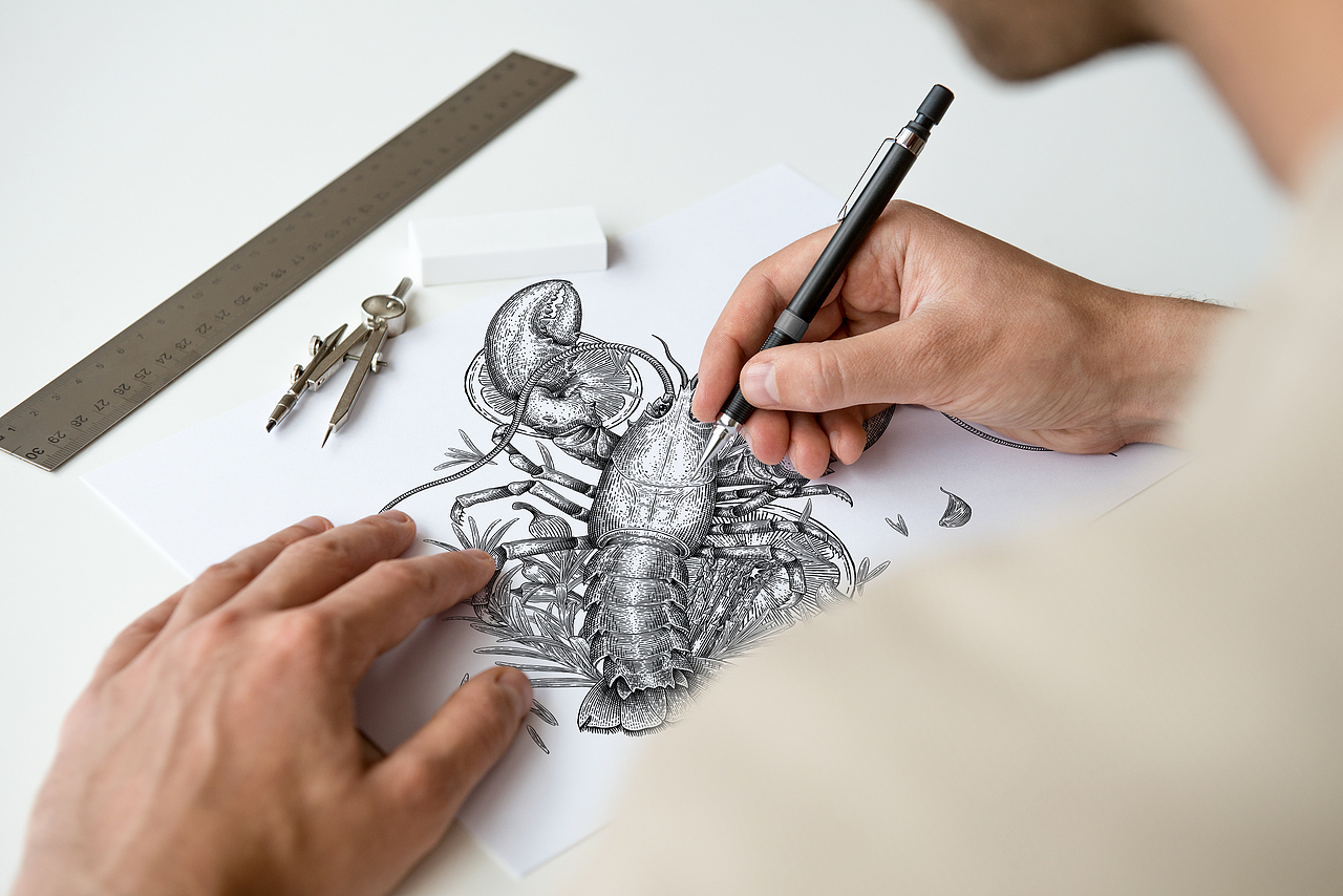 百合花/虾——商业插画版画风（图ZMzY4MTI4NzMy） - 商业插画 - 站酷设计师长亭晚晚原创素材 - 站酷ZCOOL