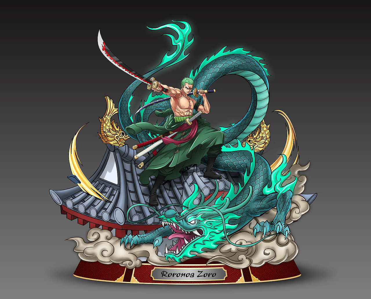 手办设计——海贼王  青龙索隆