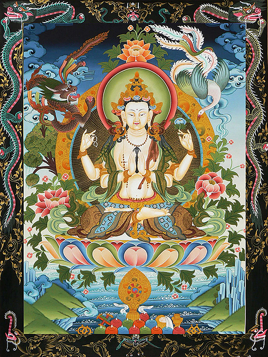 唐卡系列-四臂观音