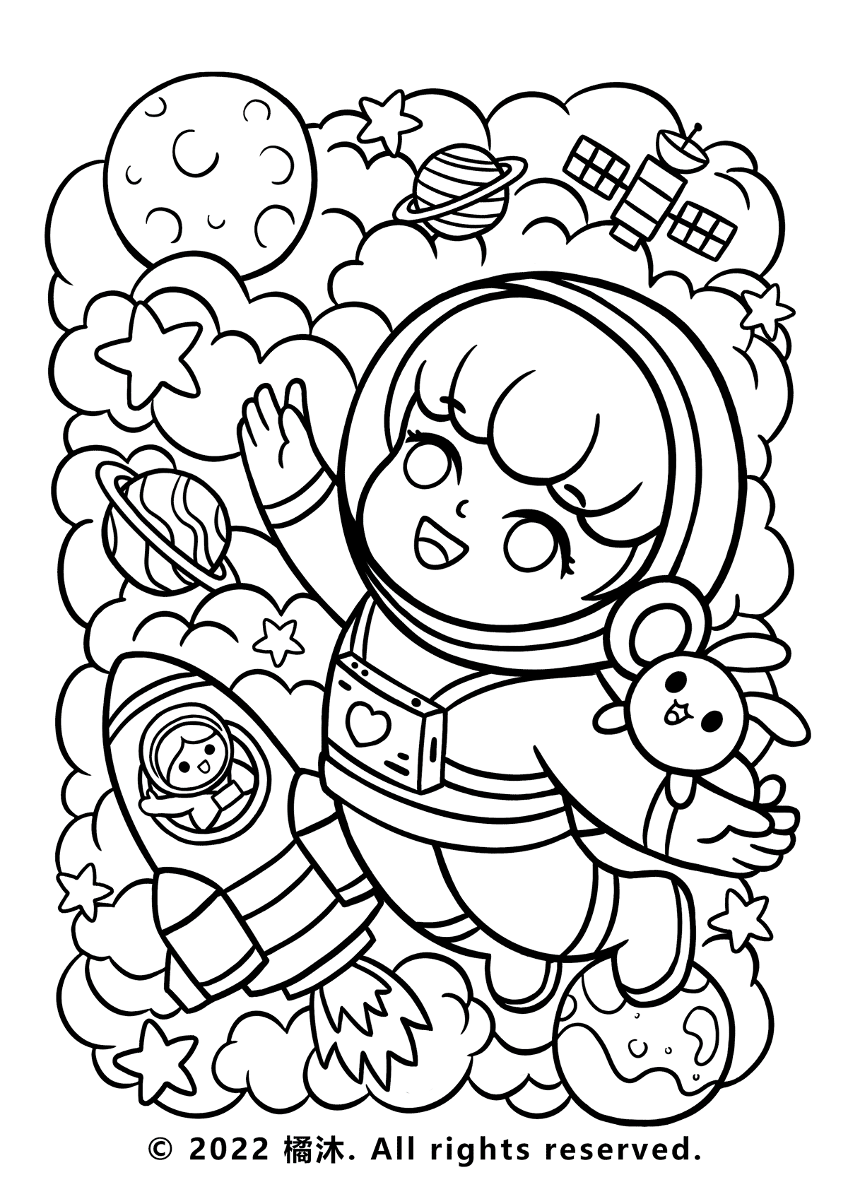 原创航天梦潮流涂鸦插画