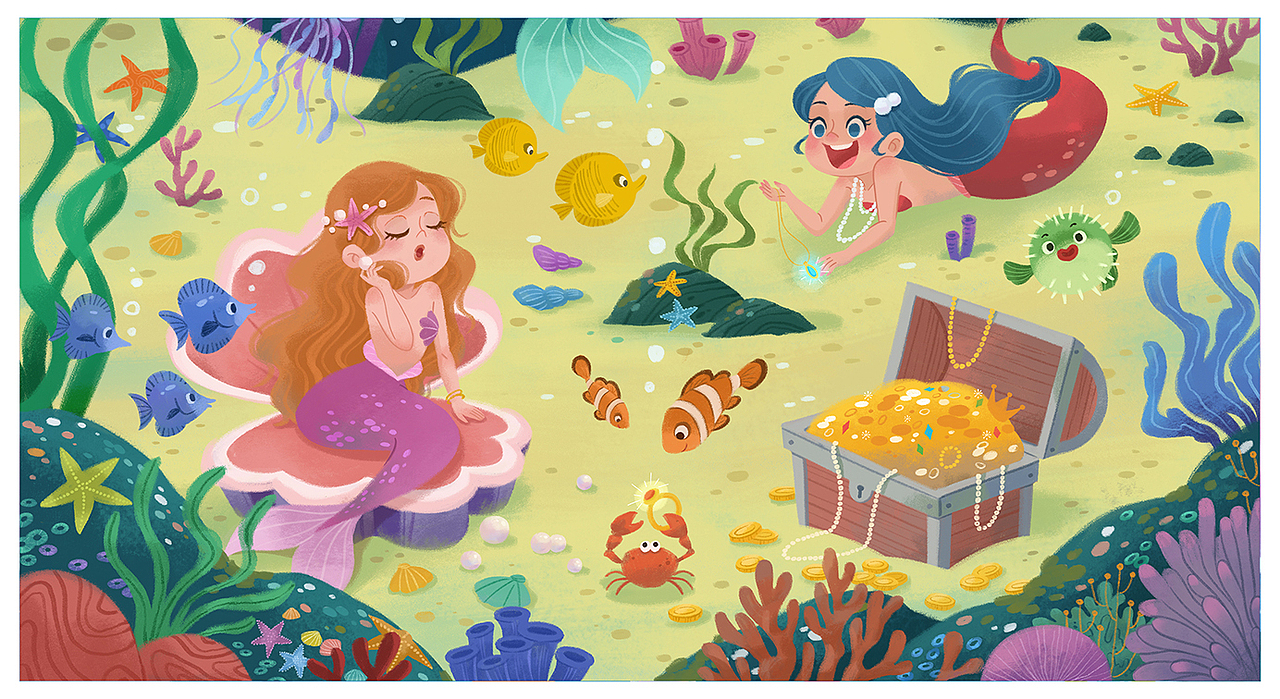 儿童插画-海底美人鱼（图ZMzIzMTE3NjE2） - 儿童插画 - 站酷设计师田子格原创素材 - 站酷ZCOOL