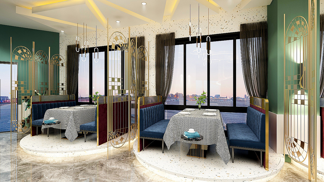 简约清新的西餐厅设计,充满律动且柔美的空间