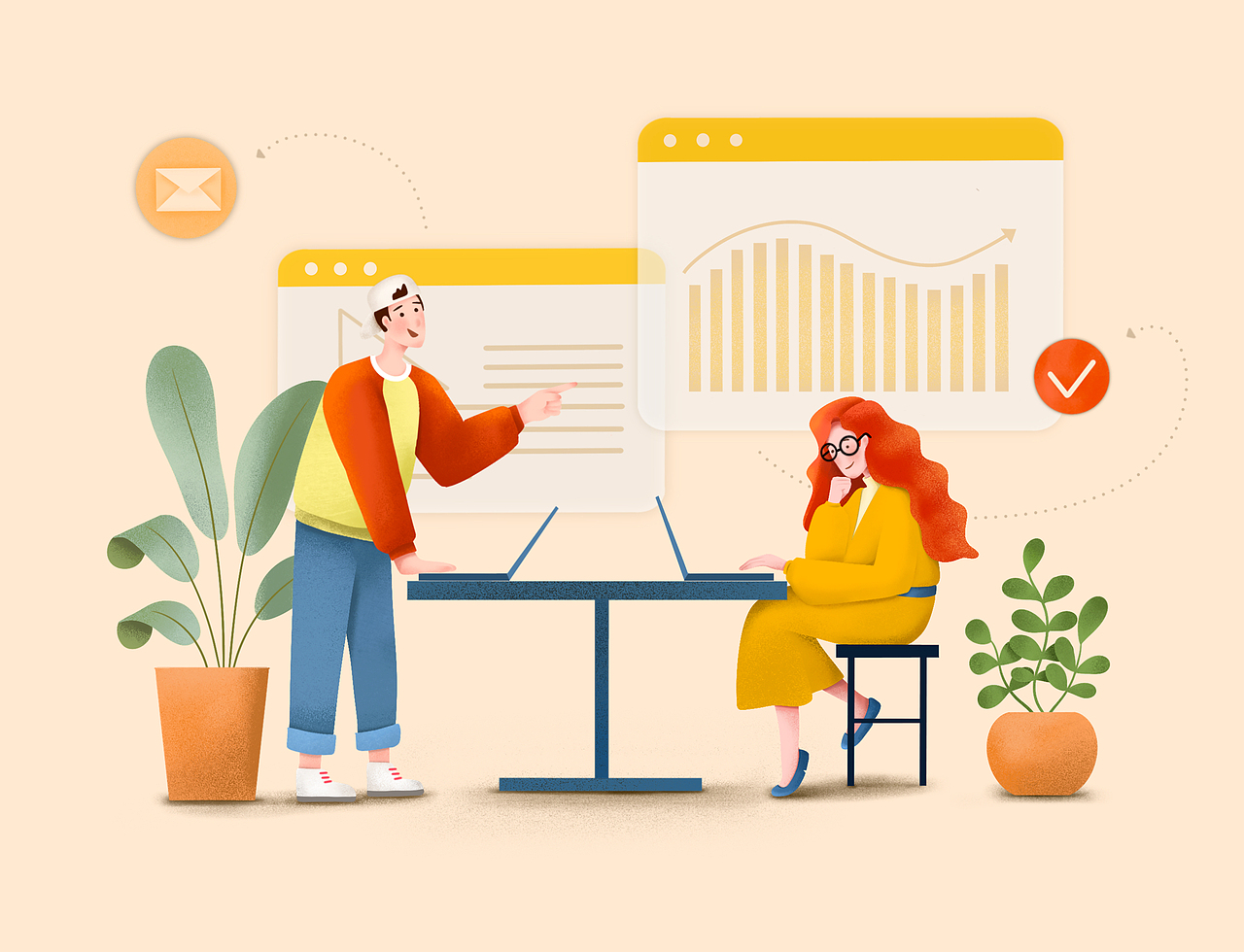 工作场景商业插画肌理风格