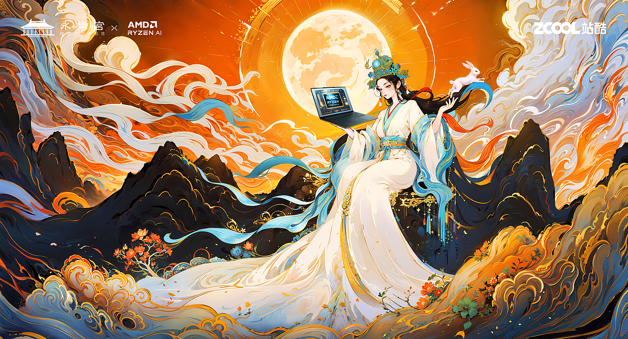 是什么让月神爱不释手，手里的月兔都不香了？（图ZMzU4NzY4NTYw） - AI作品 - 站酷设计师cappuccinopfq原创素材 - 站酷ZCOOL