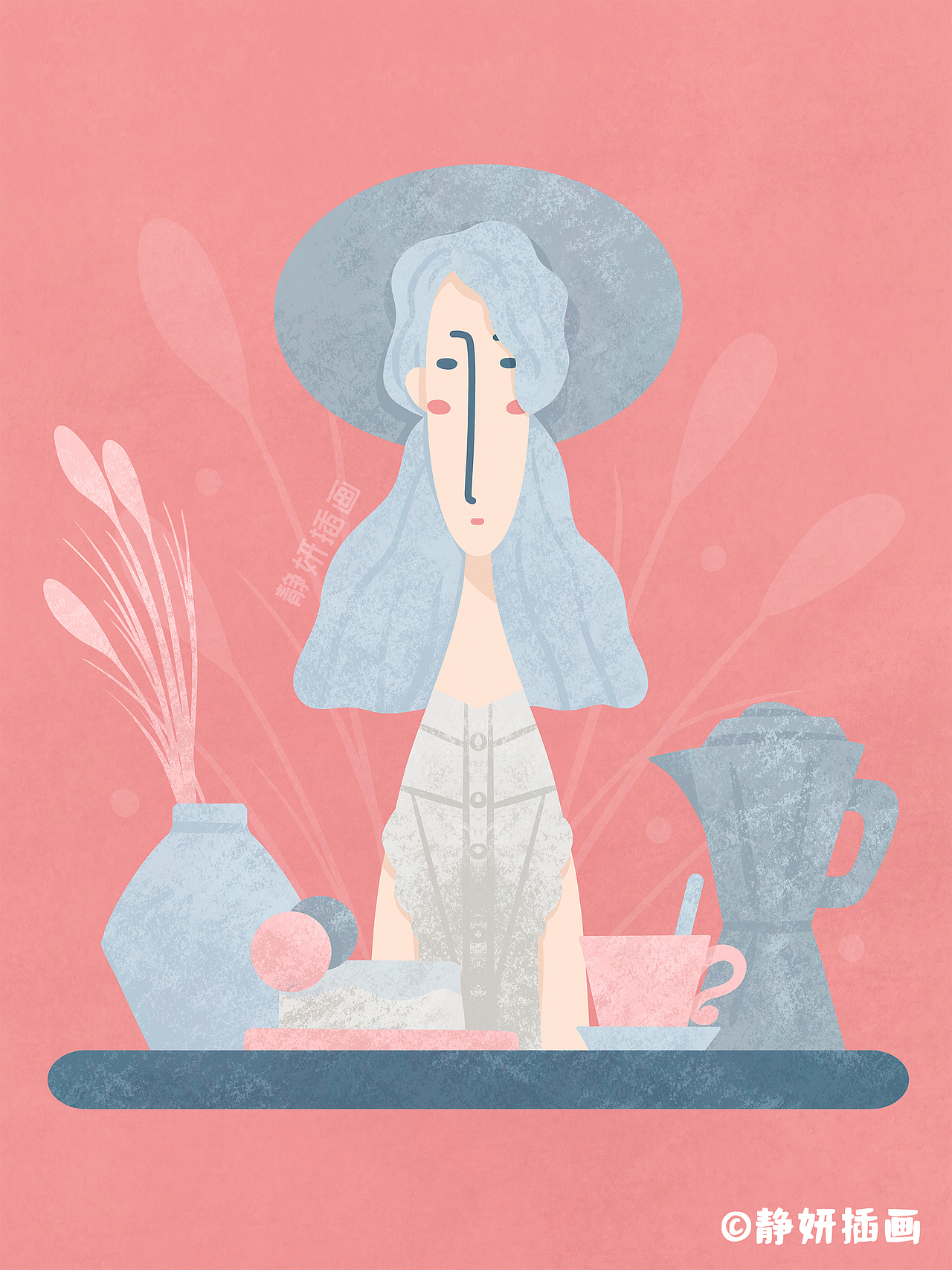 优雅女士系列插画（图ZMzAyODc4MjYw） - 商业插画 - 站酷设计师静妍插画原创素材 - 站酷ZCOOL