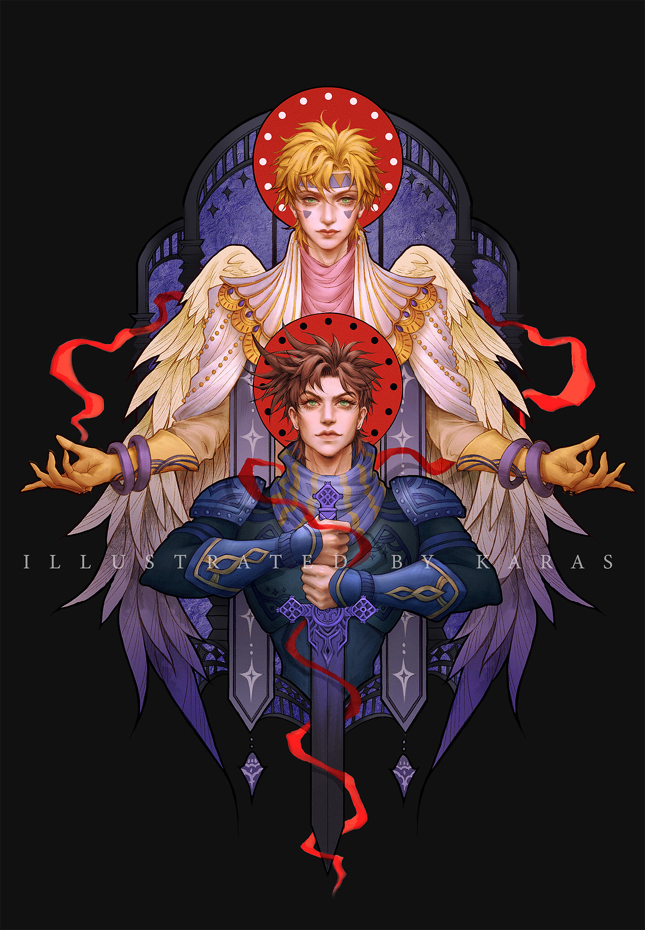 【合集】JOJO双人同人教堂彩窗风插画_罗德KARAS-站酷ZCOOL
