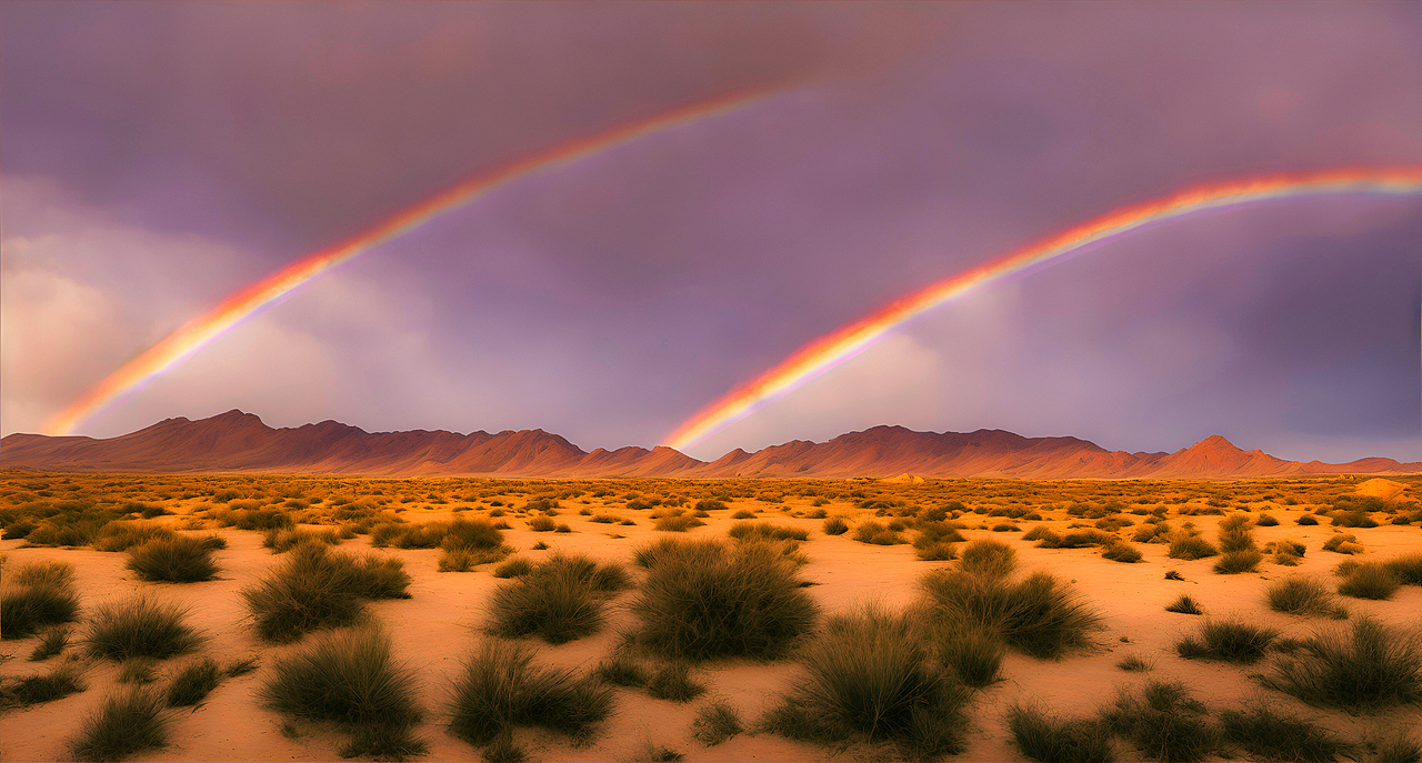夕阳下美丽的戈壁沙漠