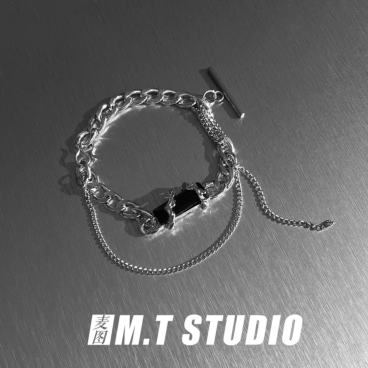 饰品摄影拍摄 男士饰品复古暗黑系手链静物平铺拍照