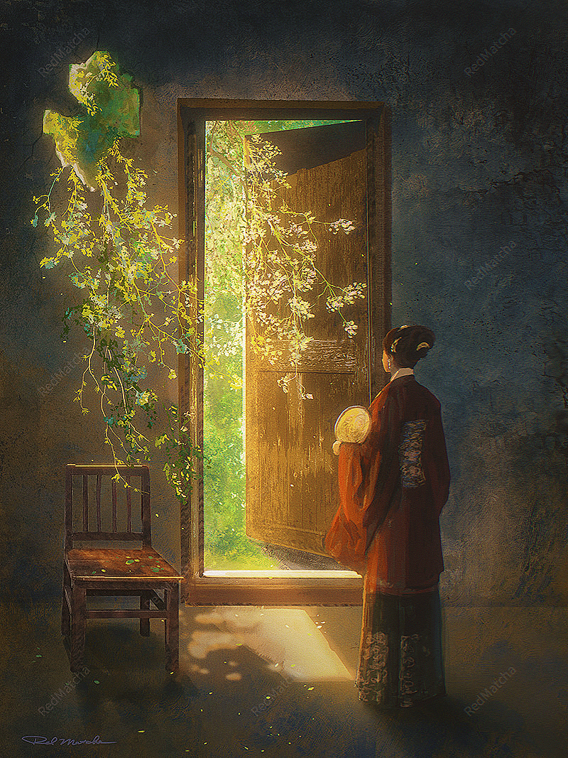 花与风的季节（图ZMzY5MDM4NDU2） - 艺术插画 - 站酷设计师RedMatcha_原创素材 - 站酷ZCOOL