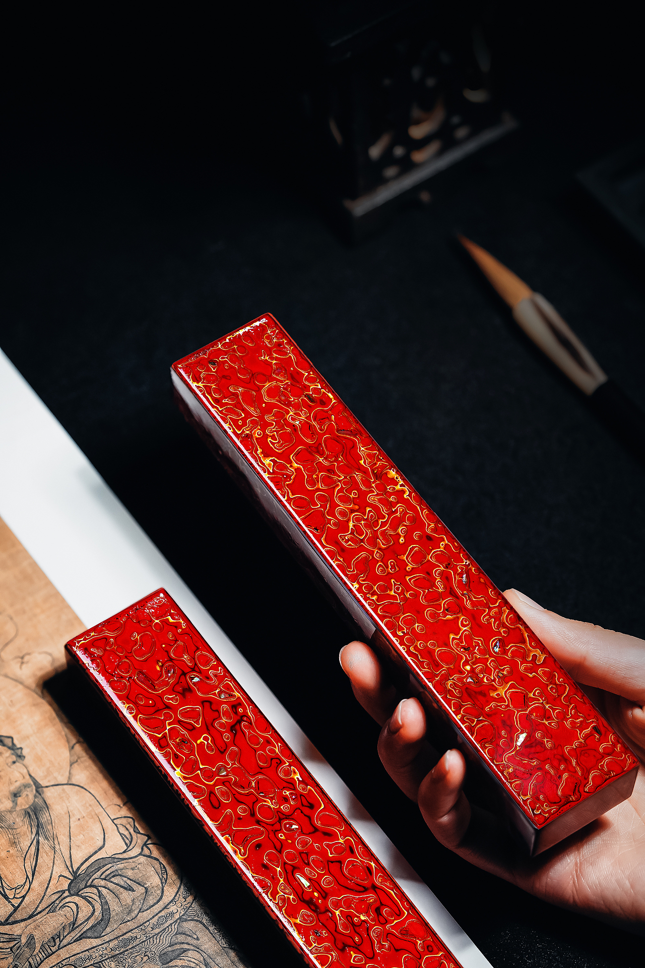 荣宝斋 如磨 手工大漆镇纸