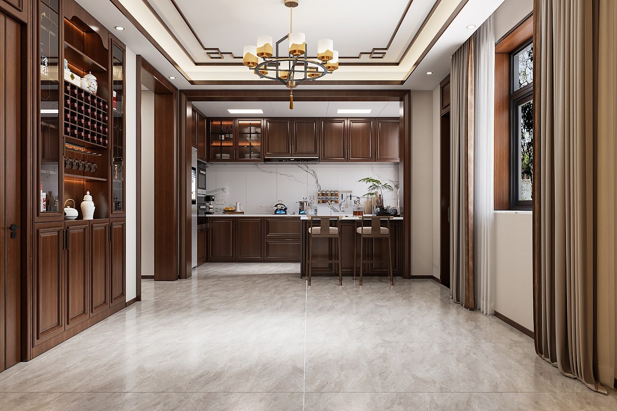 新中式风格客餐厅效果图设计