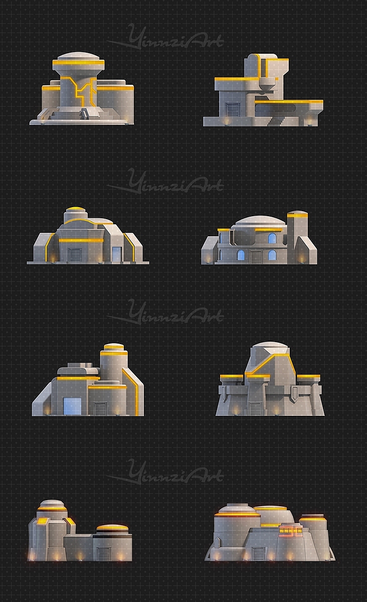 赛博 科幻风 建筑图标