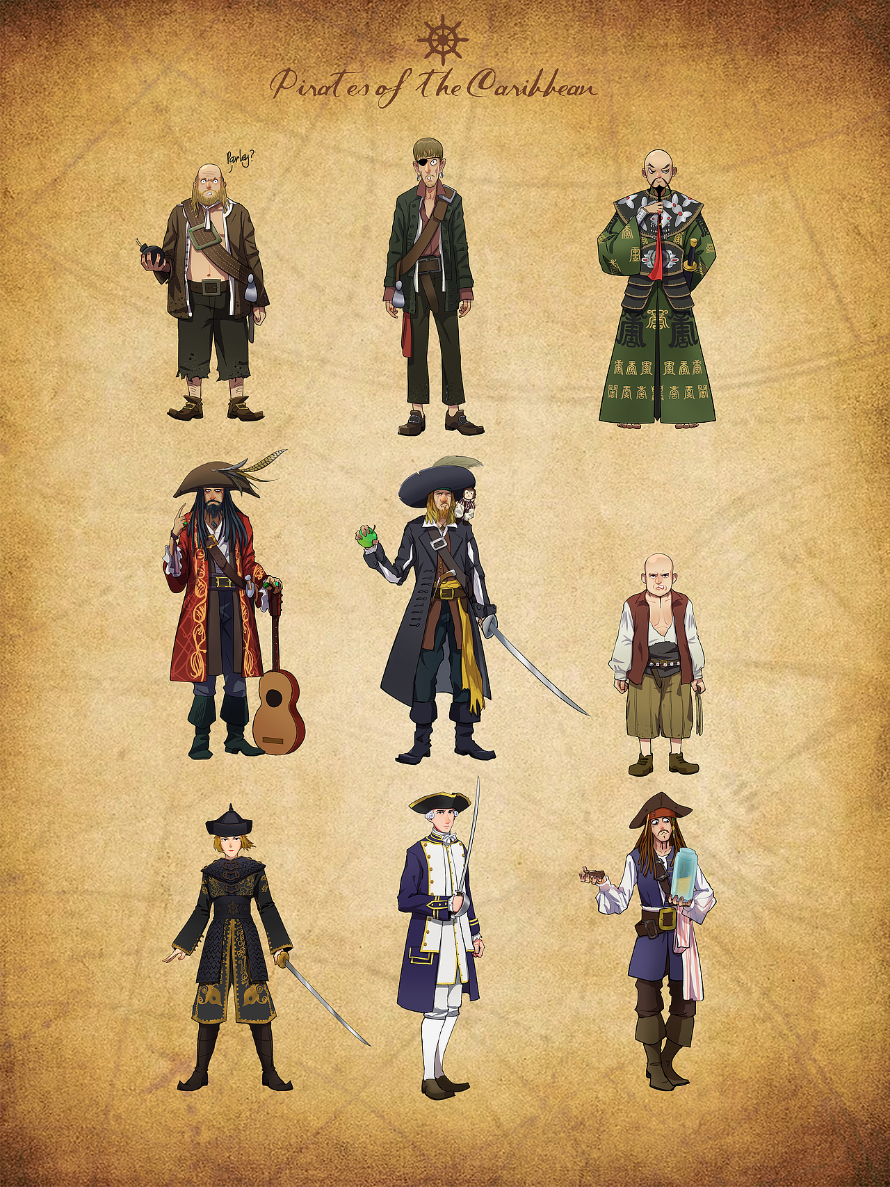 加勒比海盗角色绘画（图ZMzU1NjkxNTIw） - 创作习作 - 站酷设计师PT三瞳原创素材 - 站酷ZCOOL