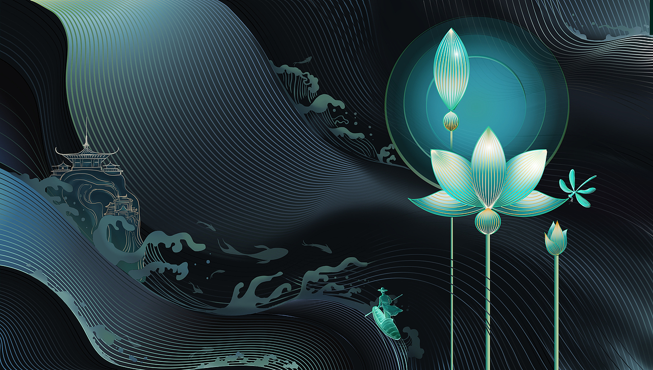 《灵光一「线」之碧波莲影》