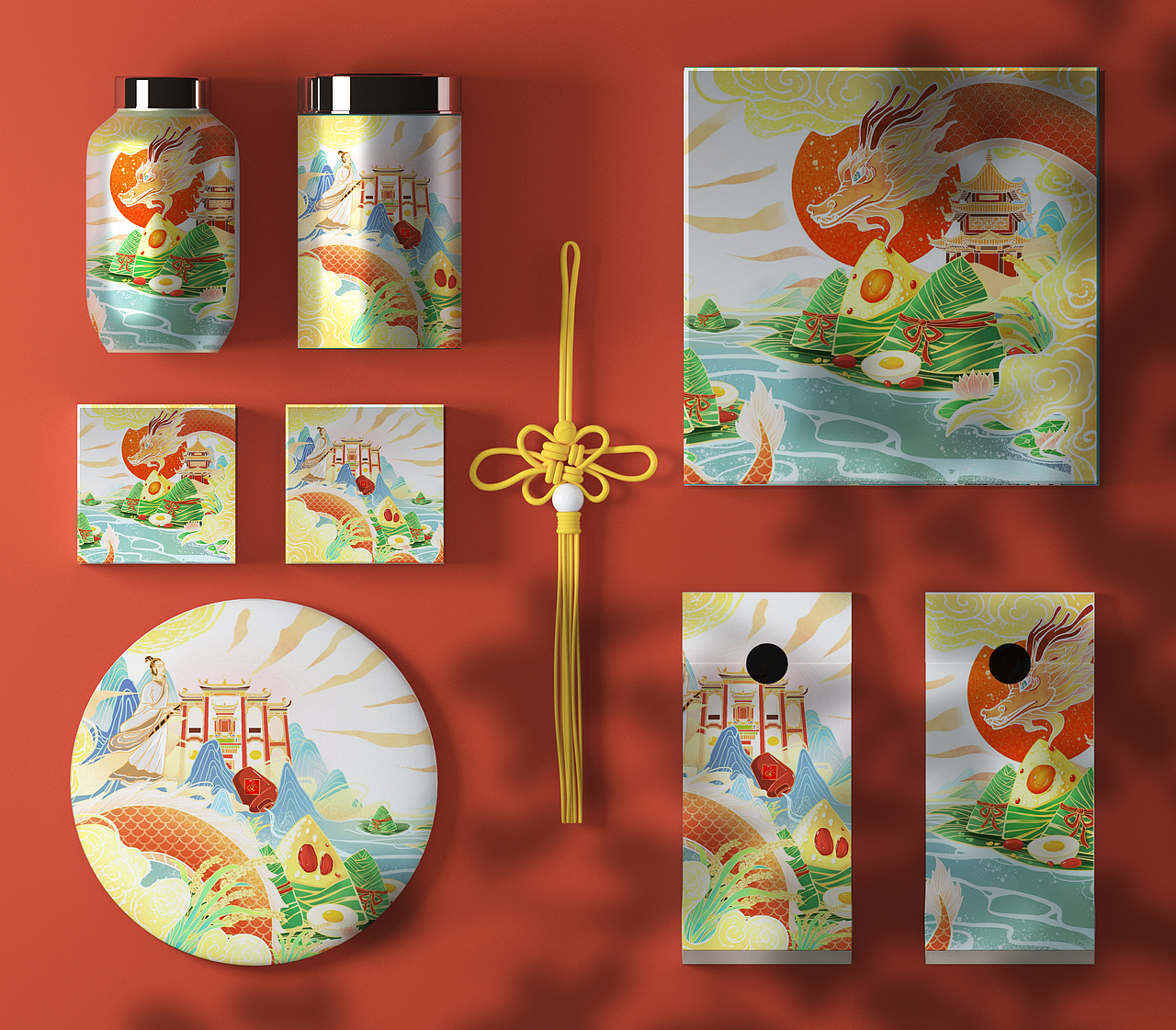 国潮风中国风端午节插画