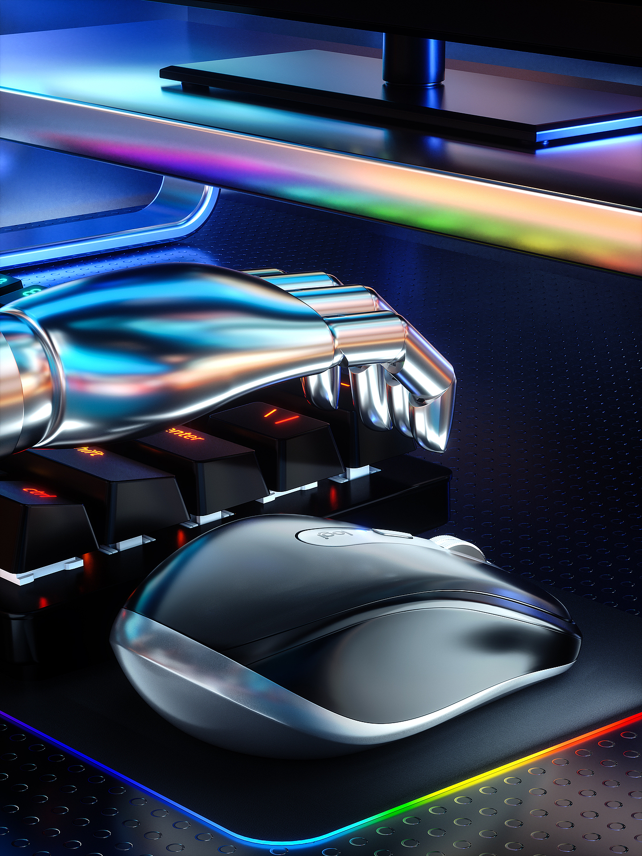 【产品渲染-罗技鼠标】