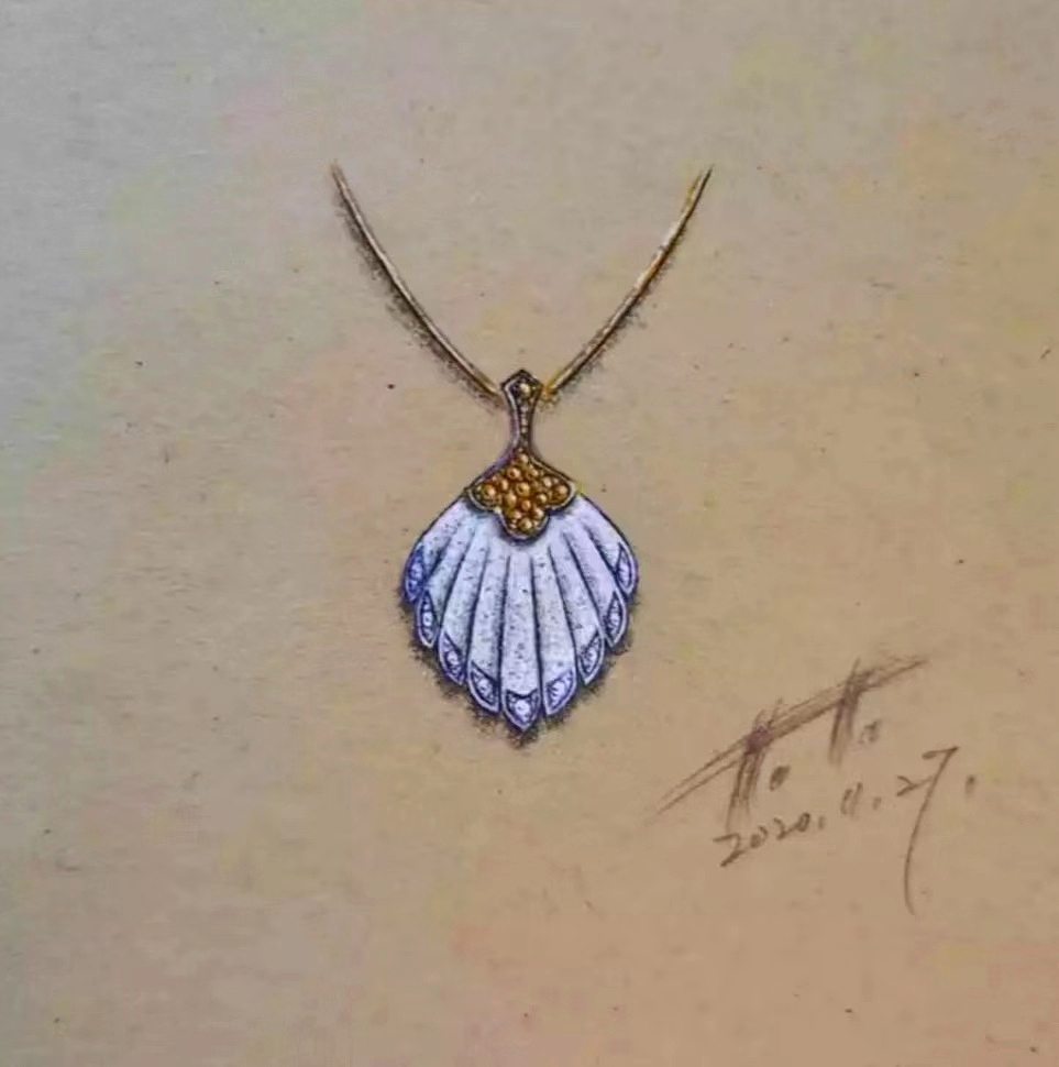 羽扇项链（图ZMzE4NjM2MTQ0） - 首饰设计 - 站酷设计师TTJEWELRYSTUDIO原创素材 - 站酷ZCOOL