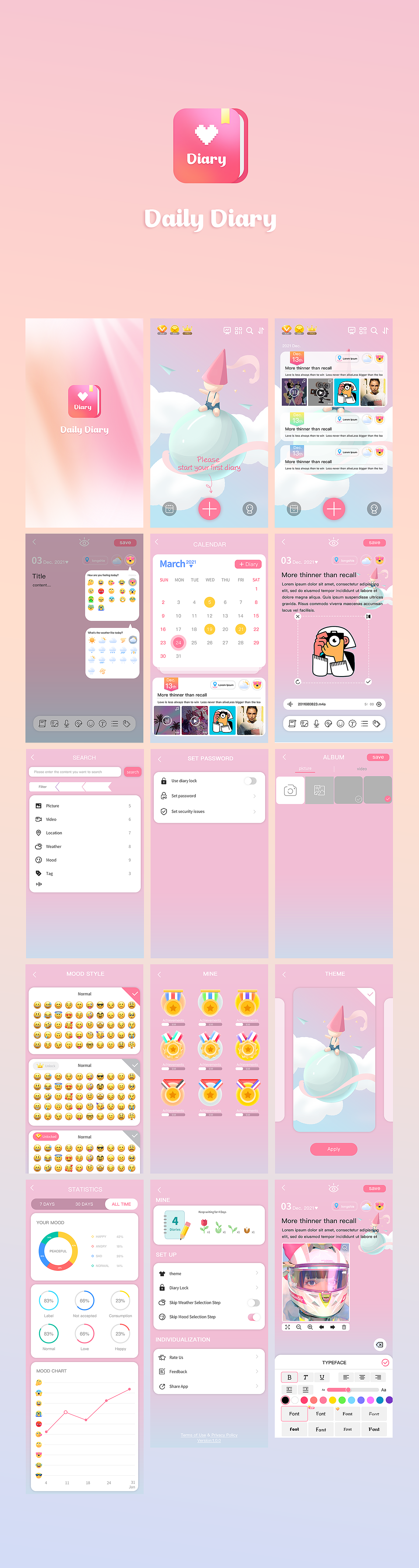 心情日记app（图ZMjk4MTQ3MTI4） - APP界面 - 站酷设计师Ciontian原创素材 - 站酷ZCOOL