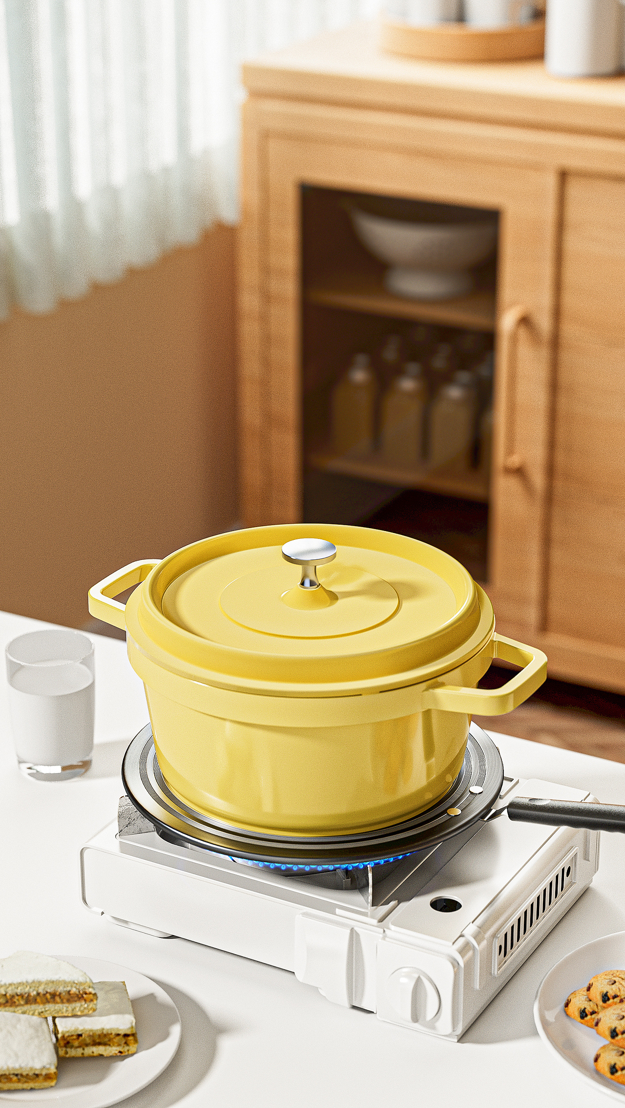 菜板/炒锅/导热板/菜刀渲染