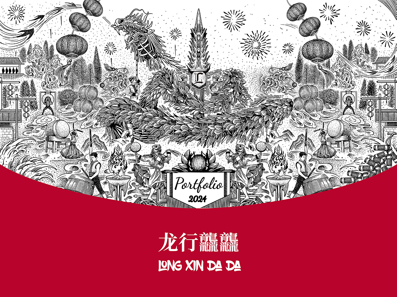 甲辰年新年插画（图ZMzYxOTU0MDI4） - 艺术插画 - 站酷设计师肆一SIYI原创素材 - 站酷ZCOOL