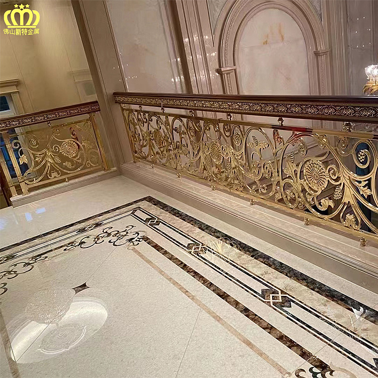 豪华别墅全铜楼梯浮雕护栏