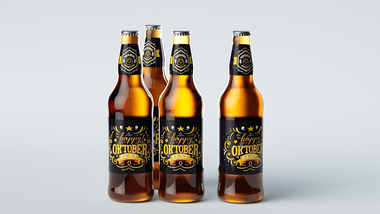 啤酒瓶盖的思路、啤酒液体和玻璃的材质体现、灯光的处理