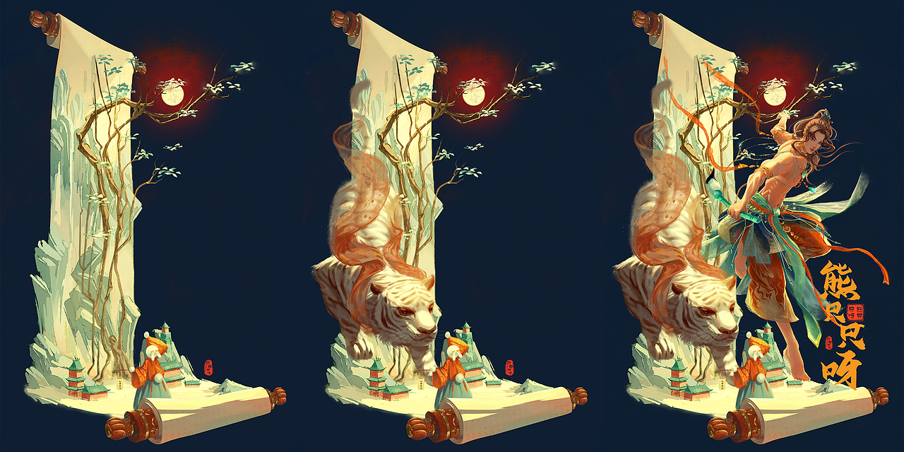 因为要做动效,所以画中的每个元素都画的很完整;