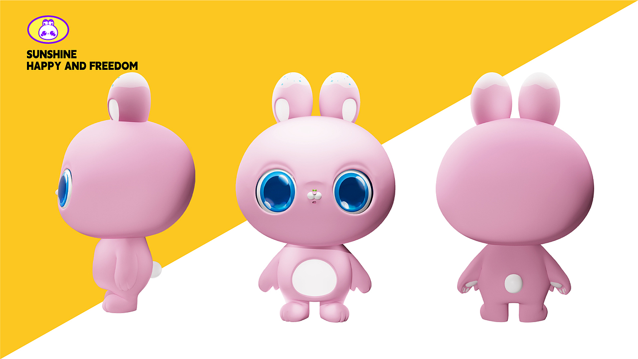 兔年吉祥物卡通形象设计 开心兔