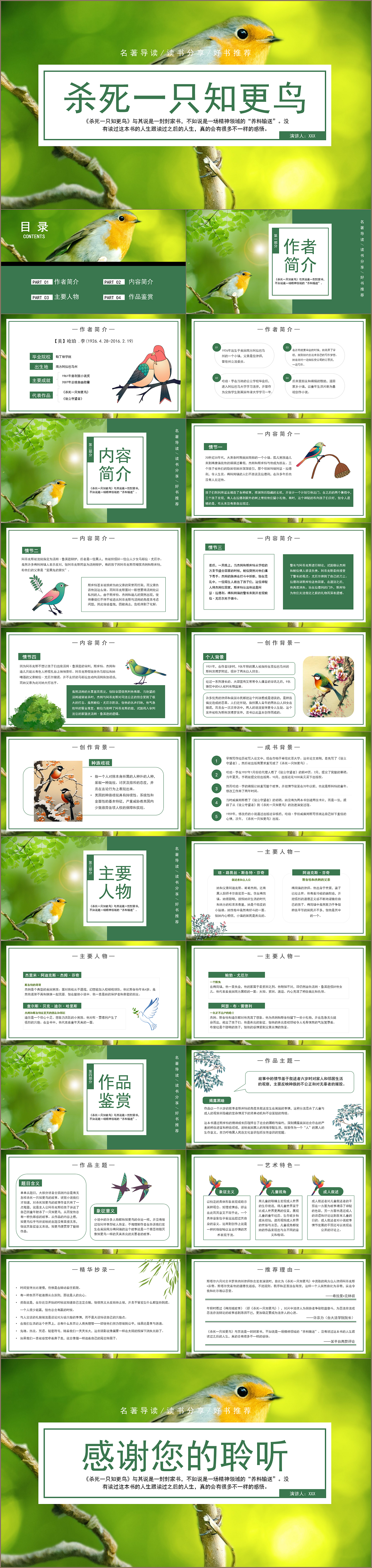 名著导读《杀死一只知更鸟》读书分享PPT模板