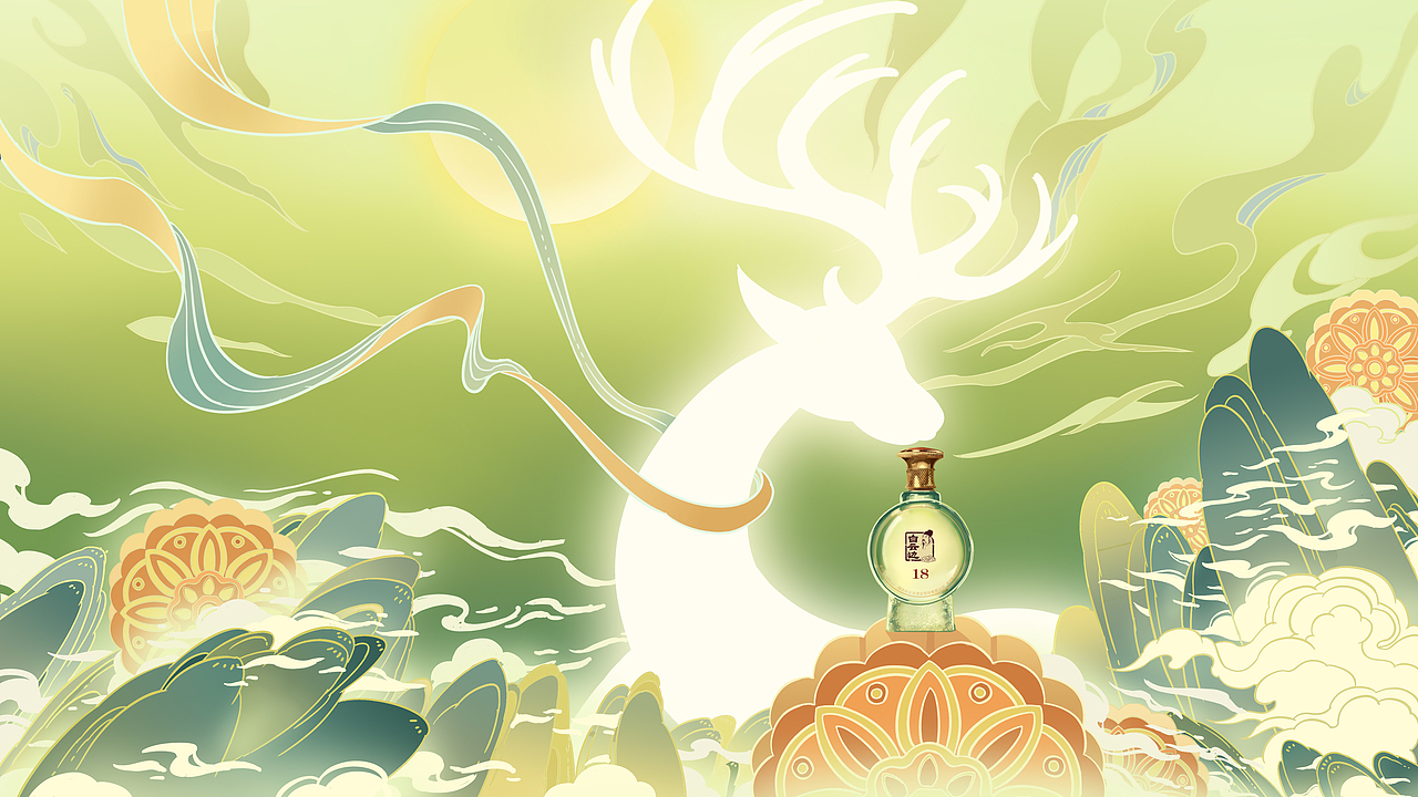 白云边品牌中秋插画