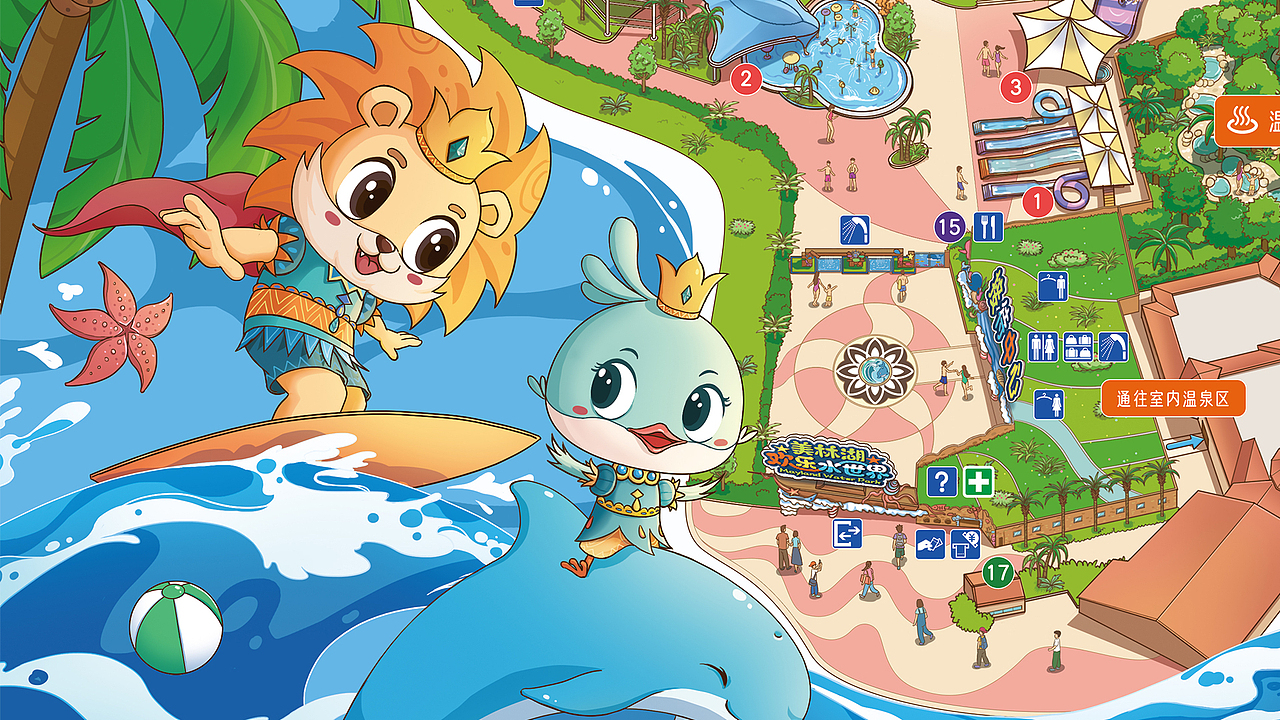 美林湖歡樂(lè)水世界手繪地圖（圖ZMzA4MTY0NzY4） - 商業(yè)插畫(huà) - 站酷設(shè)計(jì)師JAS浩浩原創(chuàng)素材 - 站酷ZCOOL