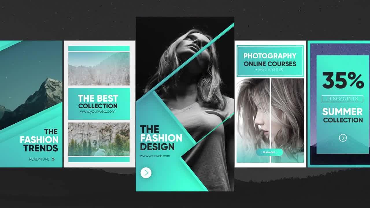 PR模板|竖屏时尚简约明亮渐变流畅动画形状动态标题