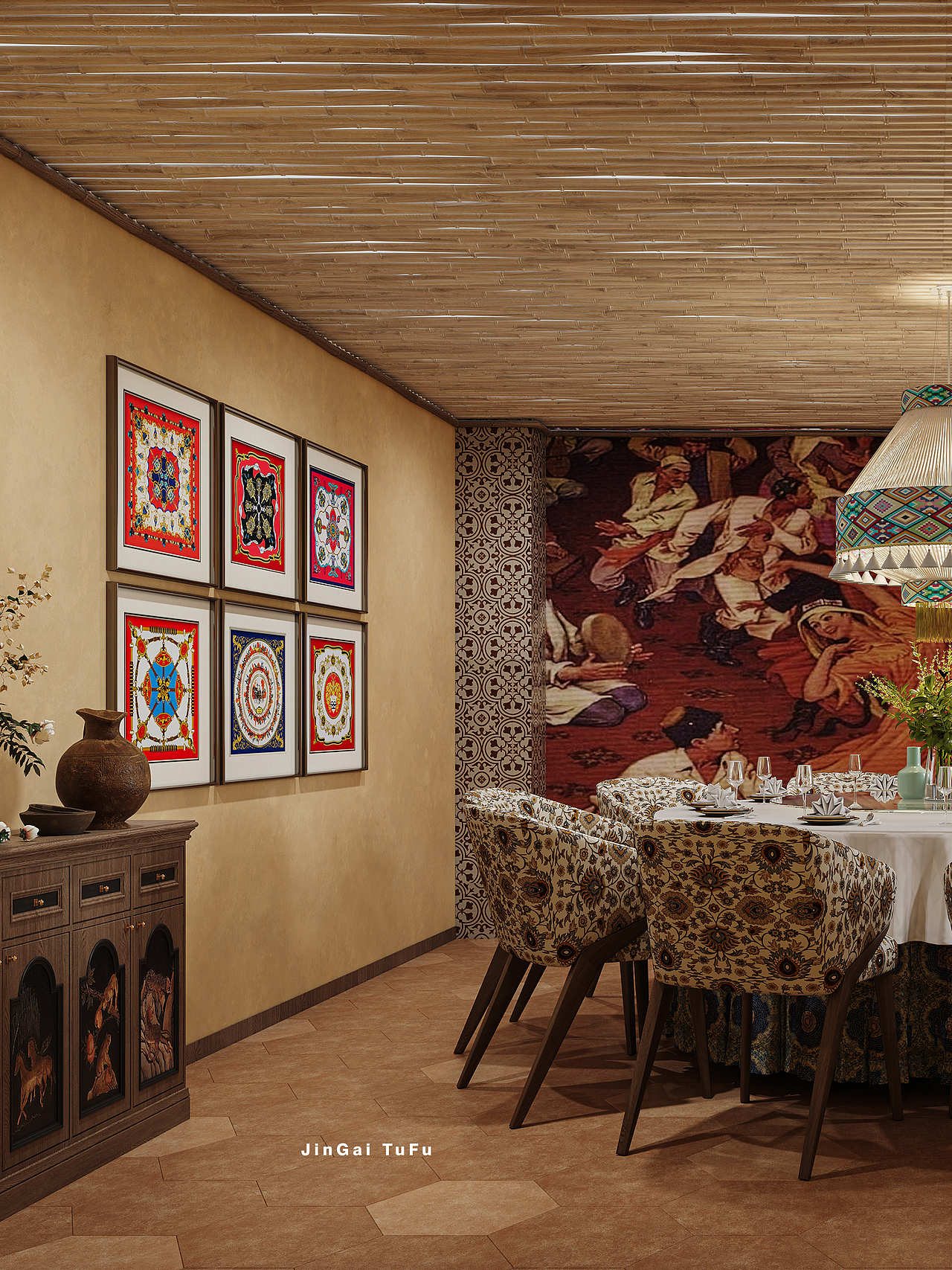 民族风情餐厅（图ZMzY4MDE3OTY0） - 酒店餐饮设计 - 站酷设计师图夫x金该_效果图原创素材 - 站酷ZCOOL