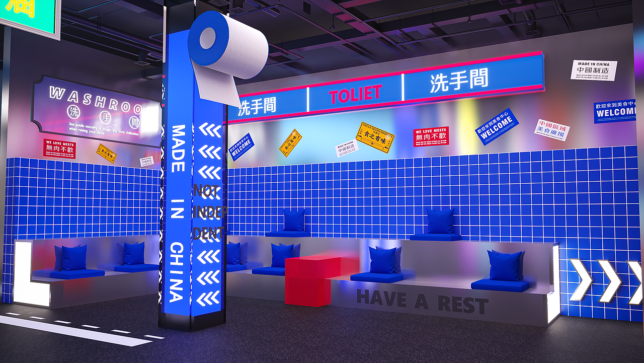 现代港风美食商业街空间美陈设计（图ZMzYwNzI0NDE2） - 商业空间设计 - 站酷设计师雨文柒_原创素材 - 站酷ZCOOL