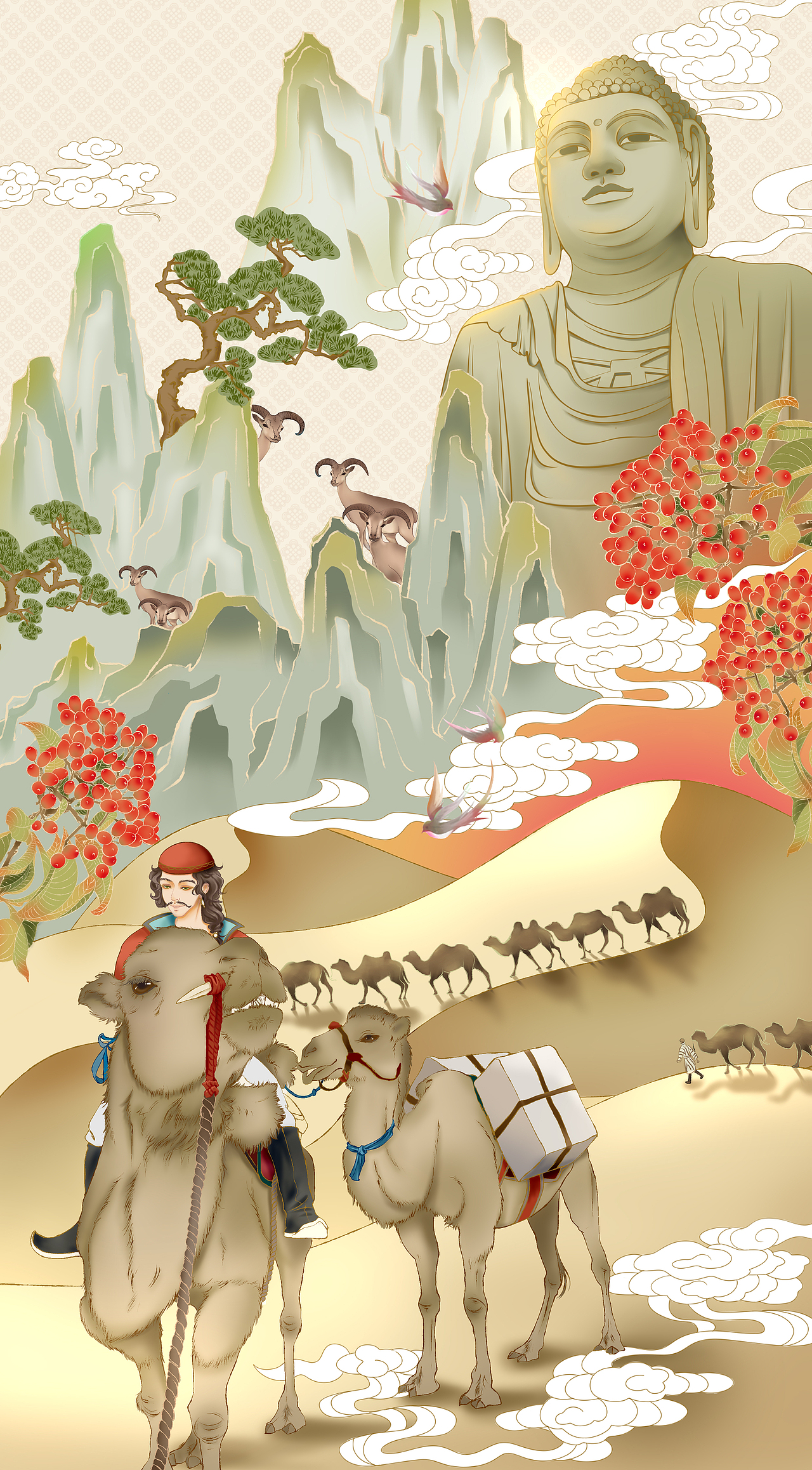 《丝绸之路系列插画》——道阻且长（图ZMjk5ODA4MTM2） - 商业插画 - 站酷设计师仙界蟠桃会会长原创素材 - 站酷ZCOOL