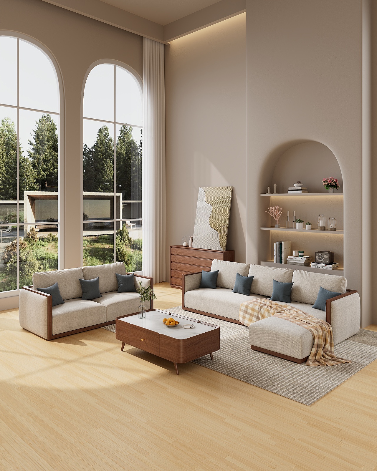 胡桃木軟體沙發(fā)建模渲染表現(xiàn)（圖ZMzE1MDY1MDYw） - 產(chǎn)品 - 站酷設(shè)計(jì)師嚕啦咧嚕原創(chuàng)素材 - 站酷ZCOOL