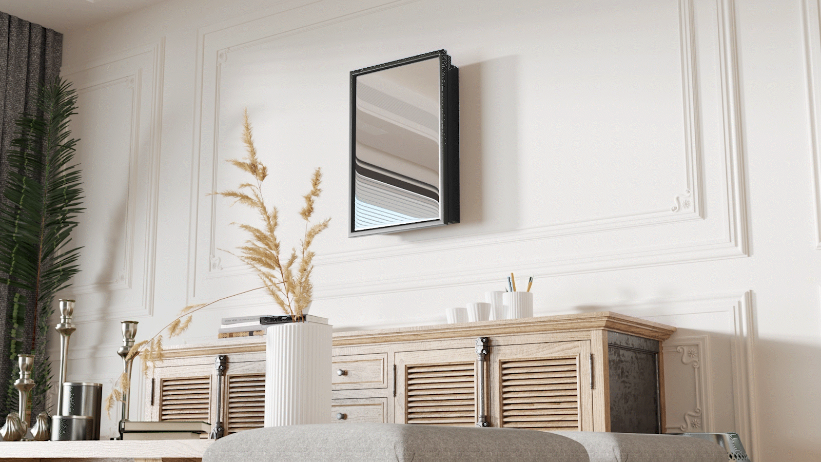 三款亮色系的浴室镜展示