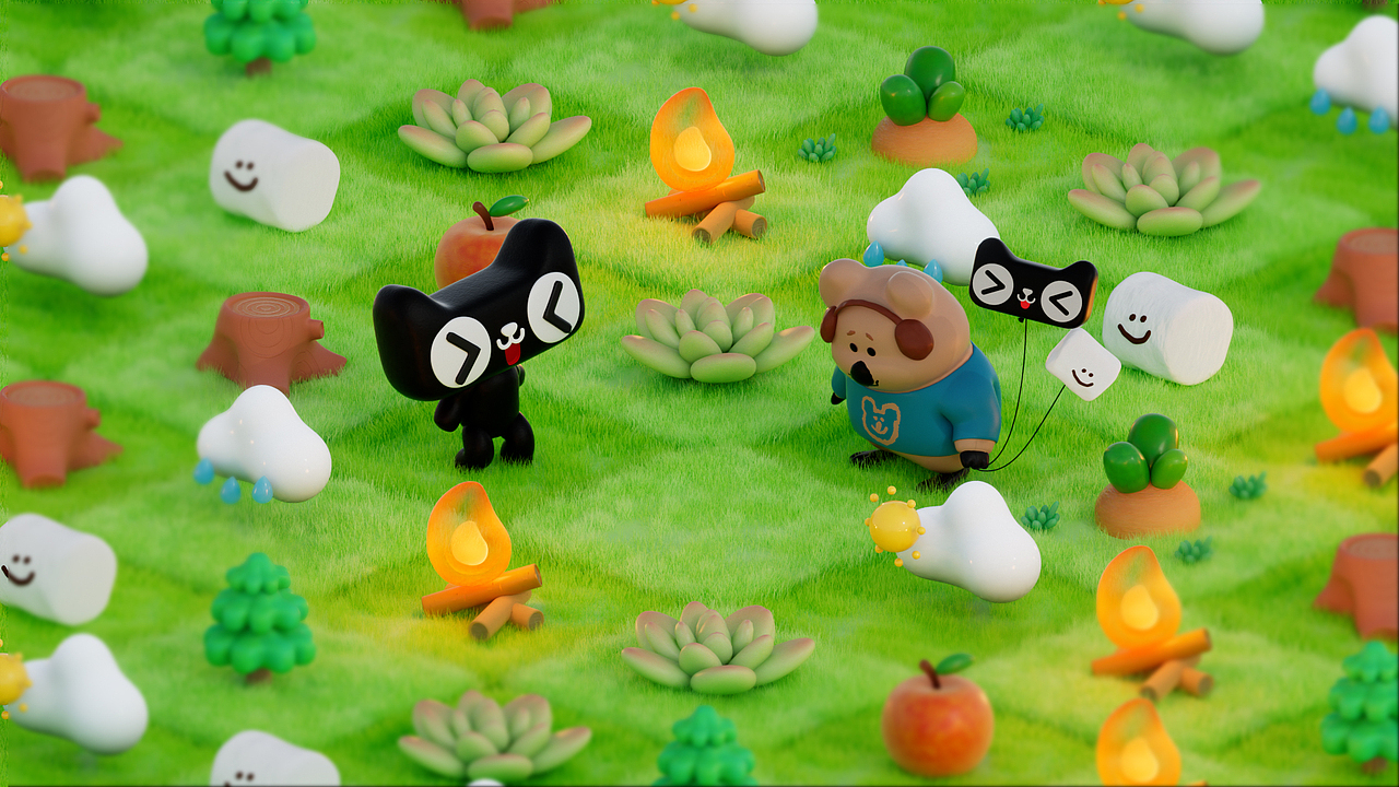 天猫双11拥抱多彩生活LineFriends和柿子椒熊三维动画