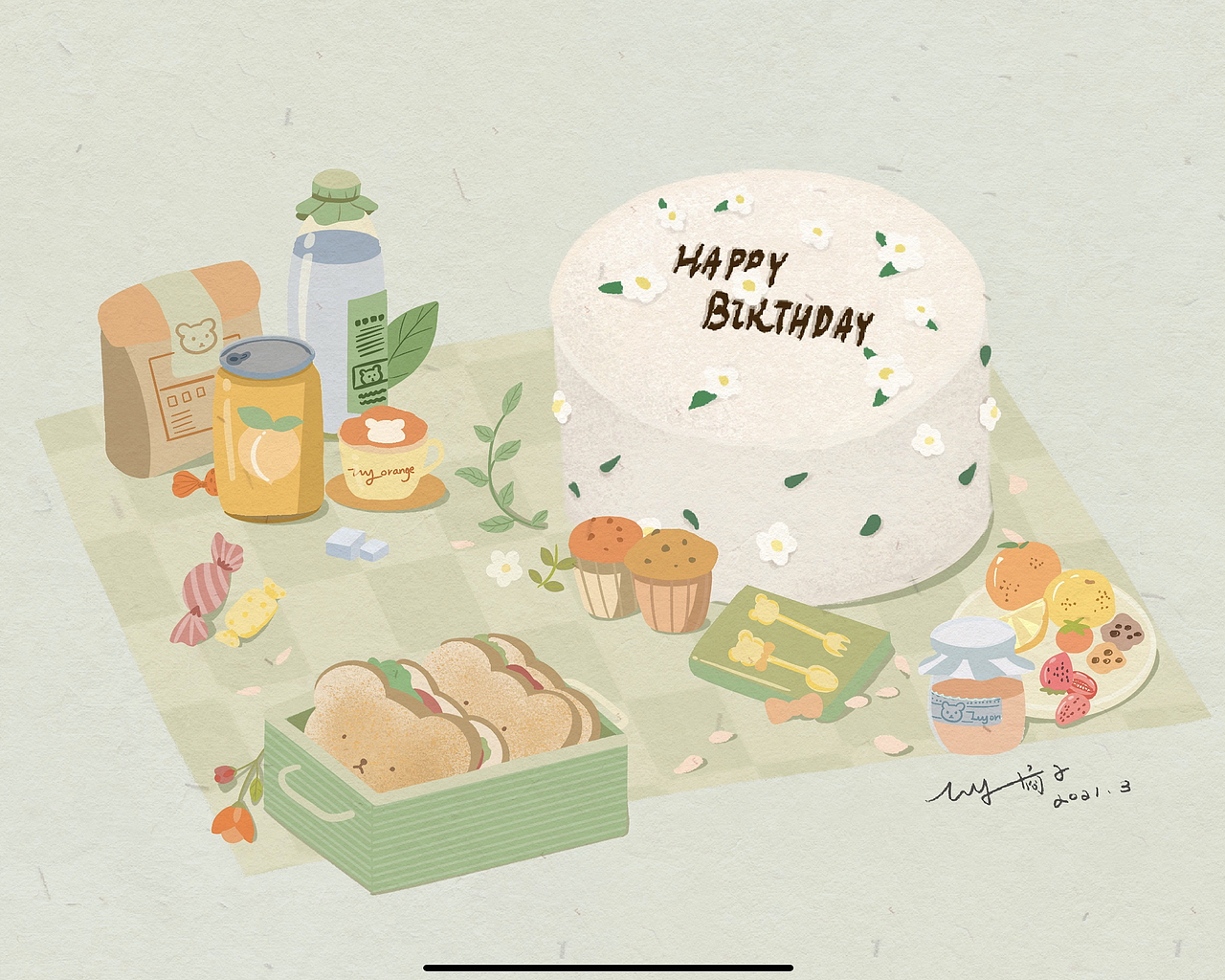 「原创插画」怀念没有疫情的日子，春日有晴天～（图ZMjk2NjM1NDAw） - 商业插画 - 站酷设计师ivy橘子原创素材 - 站酷ZCOOL