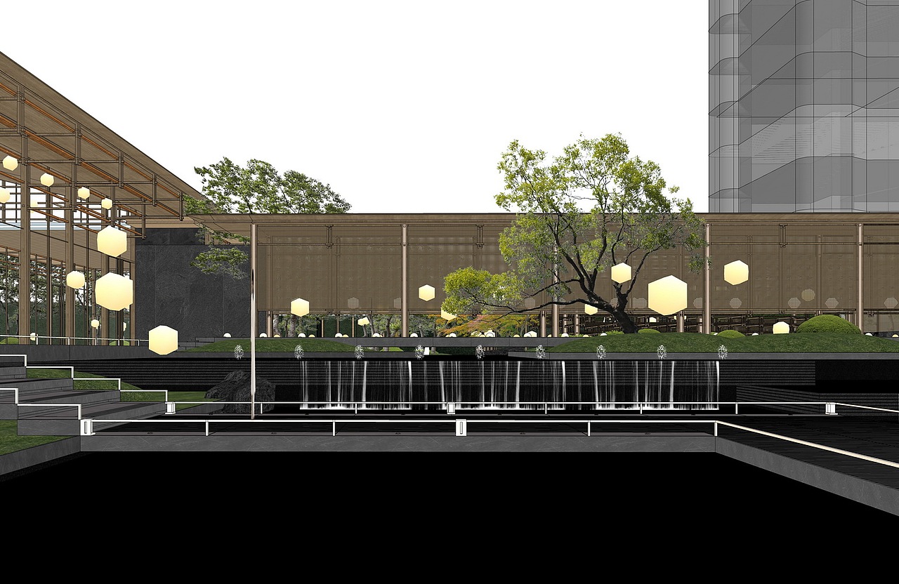 华润锦江悦府示范区景观SU模型下载